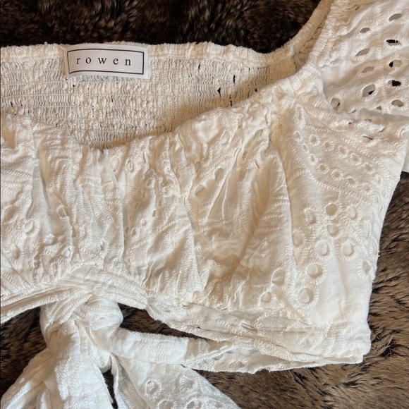 Elegant Cream Eyelet Crop Top and Skirt Set - Picture 9 of 9